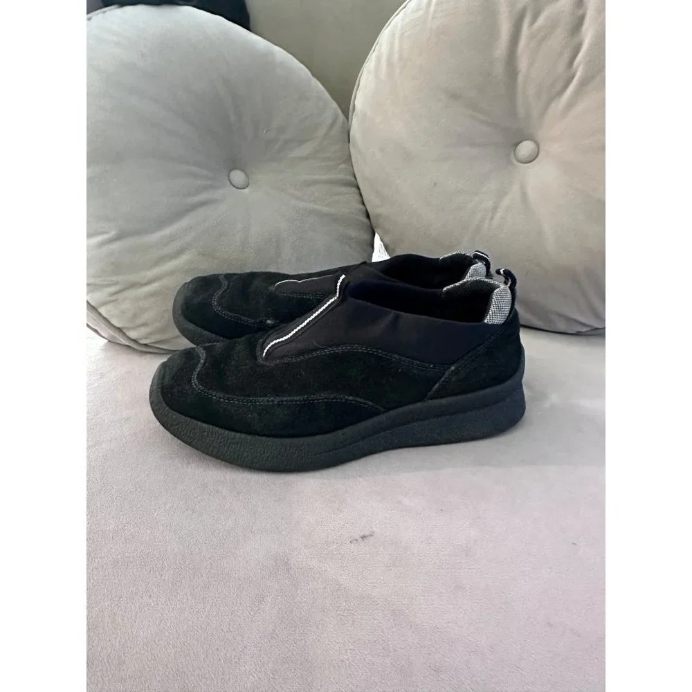 Ecco Womens Loafer Slip‎ On Black Suede Leather Shoe Size 7.5 US, 38 EU